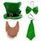 St. Patrick's Day Party Costume Suit Hat, Bow, Bow Tie, Beard, Scarf (Hat, Beard, Tie, Bow tie)